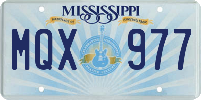 MS license plate MQX977