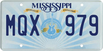 MS license plate MQX979