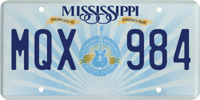 MS license plate MQX984