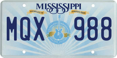 MS license plate MQX988
