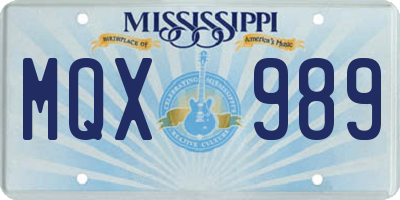 MS license plate MQX989