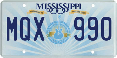 MS license plate MQX990