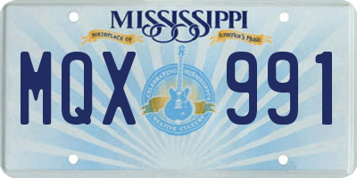 MS license plate MQX991