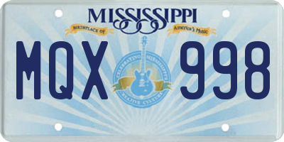 MS license plate MQX998