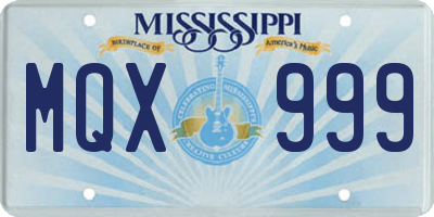 MS license plate MQX999