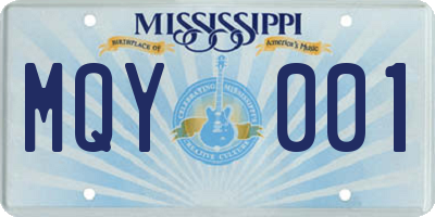 MS license plate MQY001