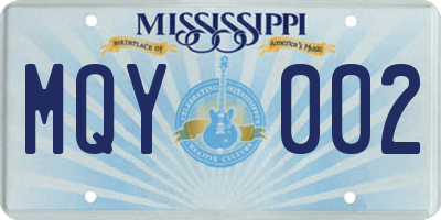 MS license plate MQY002