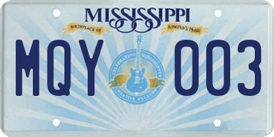 MS license plate MQY003