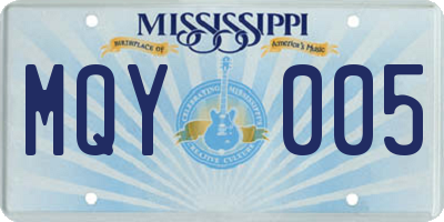MS license plate MQY005