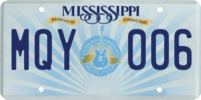 MS license plate MQY006