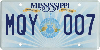 MS license plate MQY007