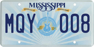 MS license plate MQY008