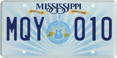 MS license plate MQY010