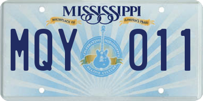 MS license plate MQY011