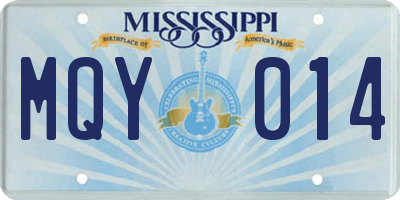 MS license plate MQY014