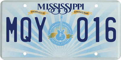 MS license plate MQY016