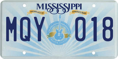 MS license plate MQY018