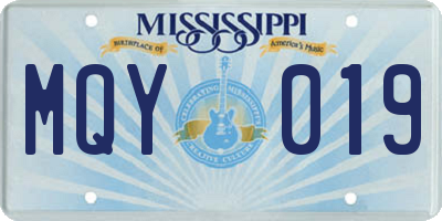 MS license plate MQY019