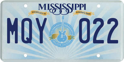 MS license plate MQY022