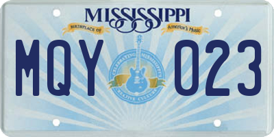 MS license plate MQY023