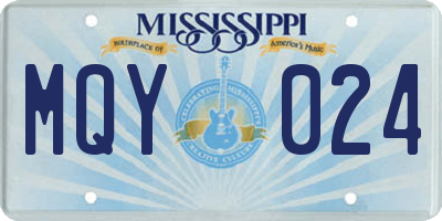 MS license plate MQY024