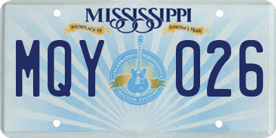 MS license plate MQY026