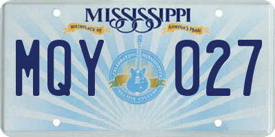 MS license plate MQY027