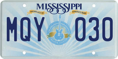 MS license plate MQY030