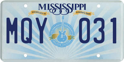 MS license plate MQY031