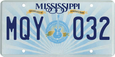 MS license plate MQY032