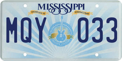 MS license plate MQY033