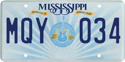MS license plate MQY034