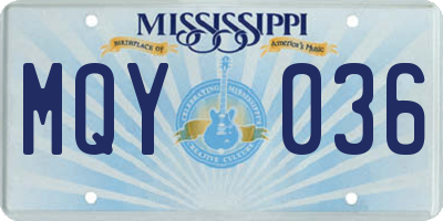 MS license plate MQY036