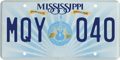 MS license plate MQY040