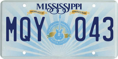 MS license plate MQY043