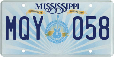 MS license plate MQY058