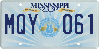 MS license plate MQY061