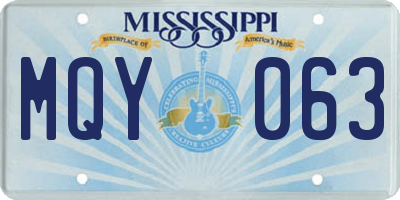 MS license plate MQY063