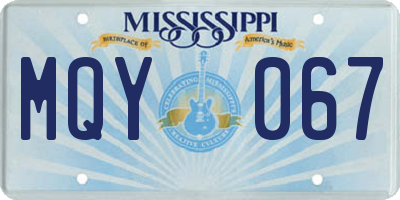 MS license plate MQY067