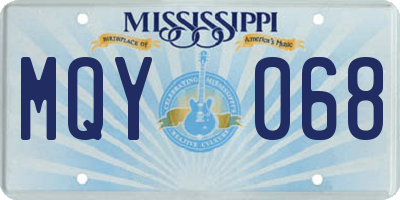 MS license plate MQY068