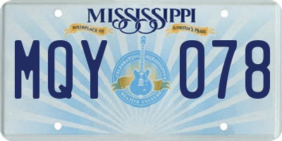 MS license plate MQY078