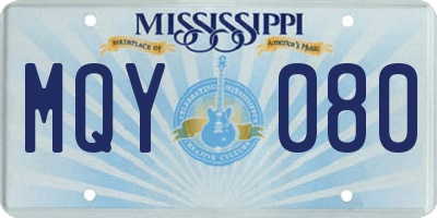 MS license plate MQY080
