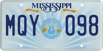 MS license plate MQY098