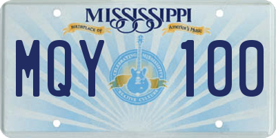 MS license plate MQY100