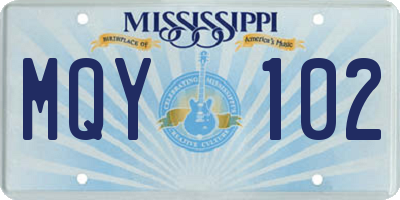 MS license plate MQY102