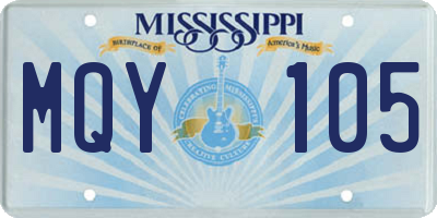 MS license plate MQY105