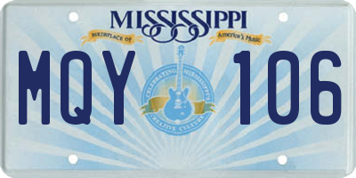 MS license plate MQY106