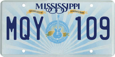 MS license plate MQY109