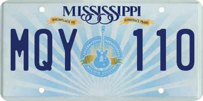 MS license plate MQY110