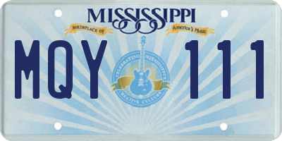 MS license plate MQY111